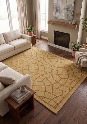 Saffron Rugs Hand Tufted Beige Trellis Moroccan Rectangular Wool Area Rug