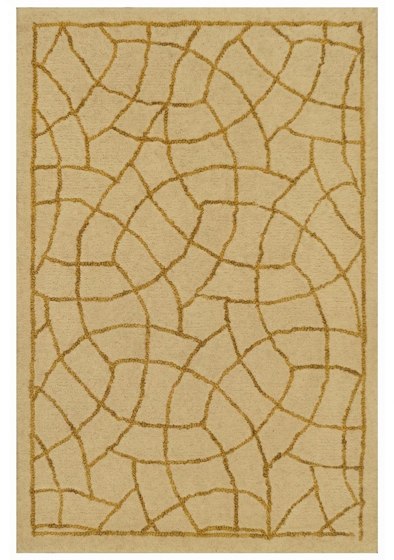 Saffron Rugs Hand Tufted Beige Trellis Moroccan Rectangular Wool Area Rug - Indya