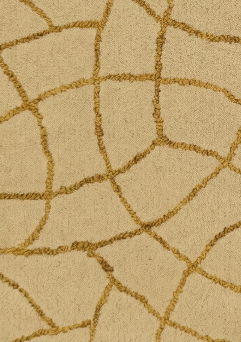 Saffron Rugs Hand Tufted Beige Trellis Moroccan Rectangular Wool Area Rug - Indya