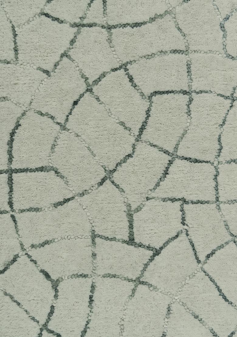 Saffron Rugs Hand Tufted Sage Green Trellis Moroccan Rectangular Wool Area Rug - Indya