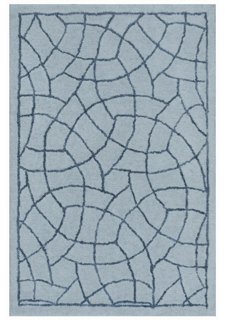 Saffron Rugs Hand Tufted Light Blue Trellis Moroccan Rectangular Wool Area Rug - Indya