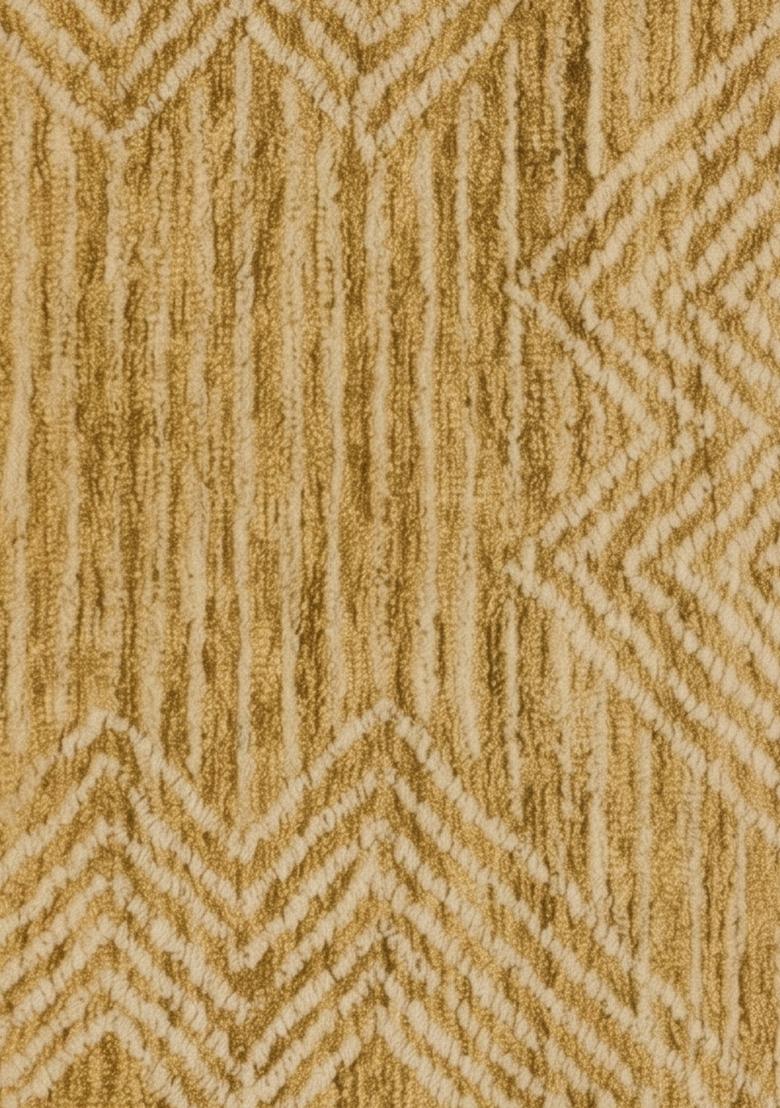 Saffron Rugs Hand Tufted Mustard Gold Geometric Bohemian Rectangular Wool Area Rug - Indya