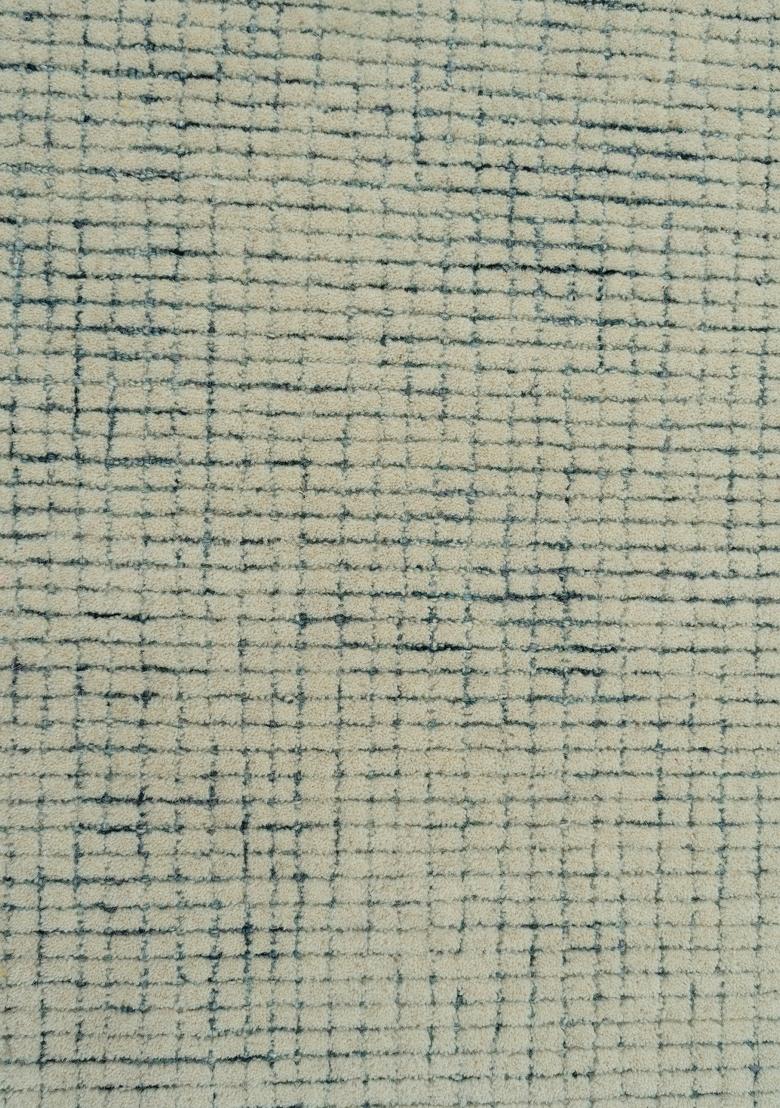 Saffron Rugs Hand Tufted Ivory Checkered Contemporary Rectangular Wool Area Rug - Indya
