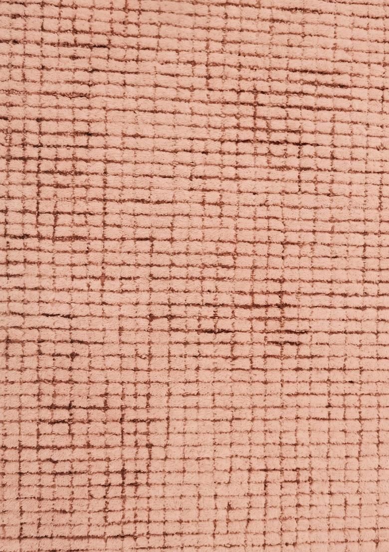 Saffron Rugs Hand Tufted Terracotta Peach Checkered Contemporary Rectangular Wool Area Rug - Indya
