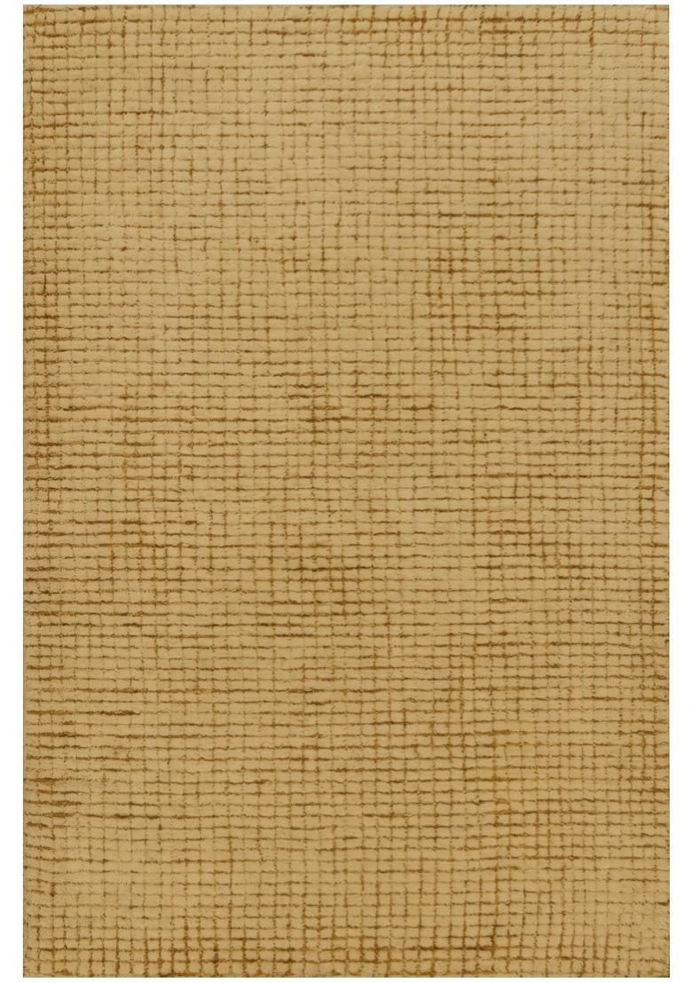 Saffron Rugs Hand Tufted Mustard Beige Checkered Contemporary Rectangular Wool Area Rug - Indya