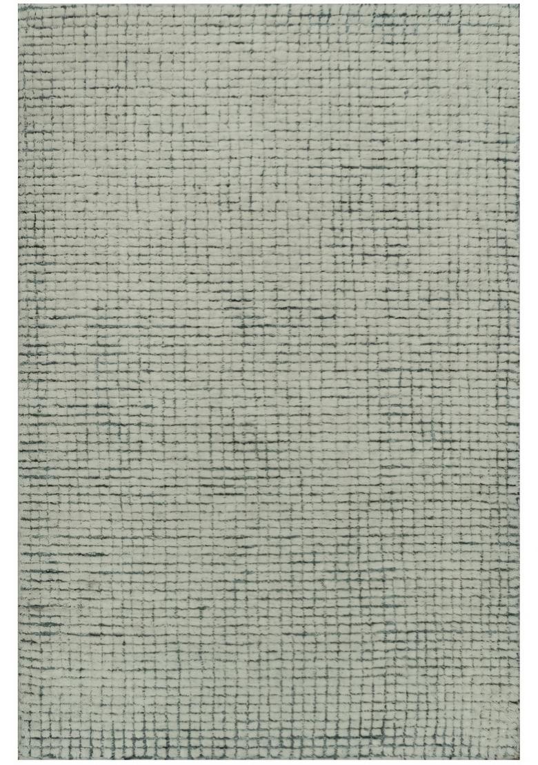 Saffron Rugs Hand Tufted Sage Green Checkered Contemporary Rectangular Wool Area Rug - Indya