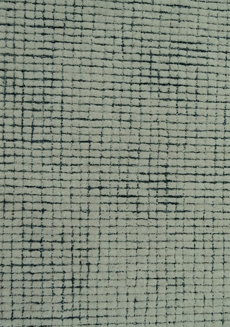 Saffron Rugs Hand Tufted Sage Green Checkered Contemporary Rectangular Wool Area Rug - Indya