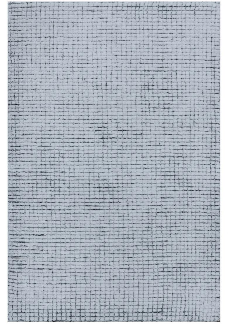 Saffron Rugs Hand Tufted Light Blue Grey Checkered Contemporary Rectangular Wool Area Rug - Indya