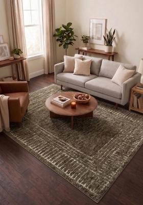 Saffron Rugs Hand Tufted Brown Geometric Bohemian Rectangular Wool Area Rug