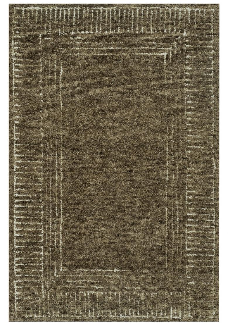 Saffron Rugs Hand Tufted Brown Geometric Bohemian Rectangular Wool Area Rug - Indya
