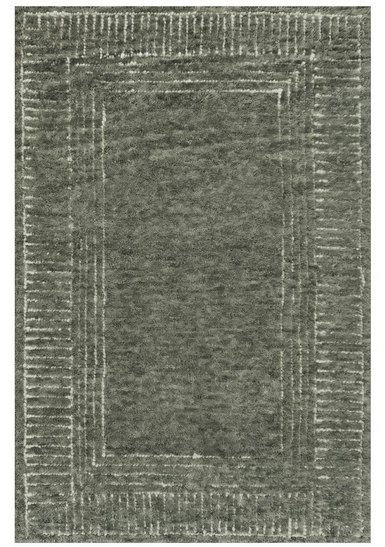 Saffron Rugs Hand Tufted Sage Green Geometric Bohemian Rectangular Wool Area Rug - Indya
