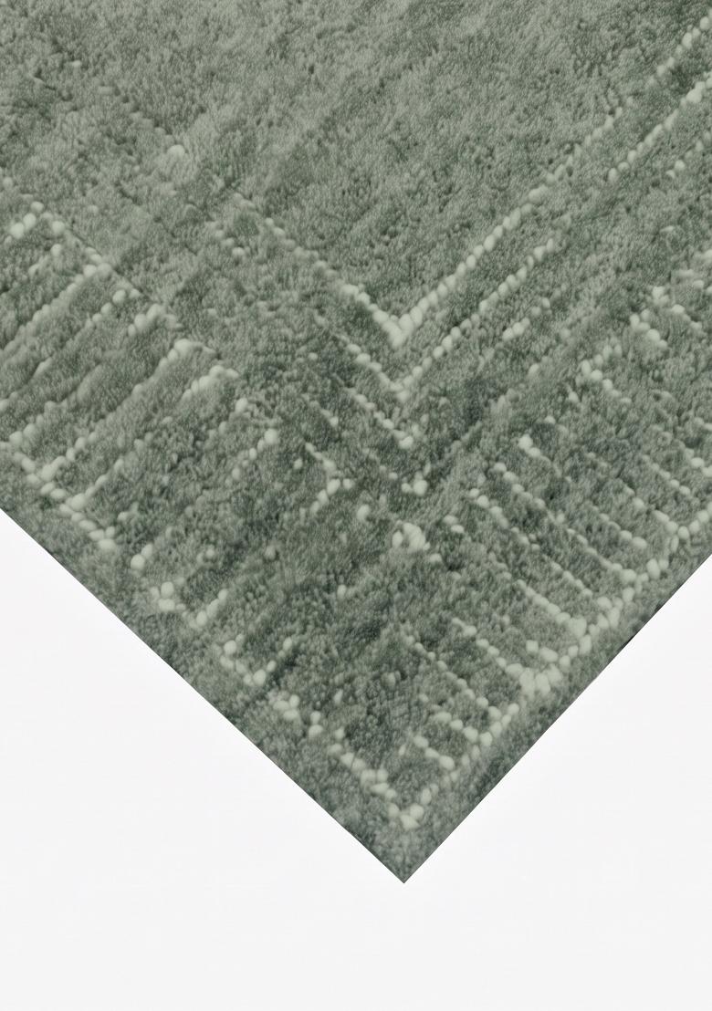 Saffron Rugs Hand Tufted Sage Green Geometric Bohemian Rectangular Wool Area Rug - Indya