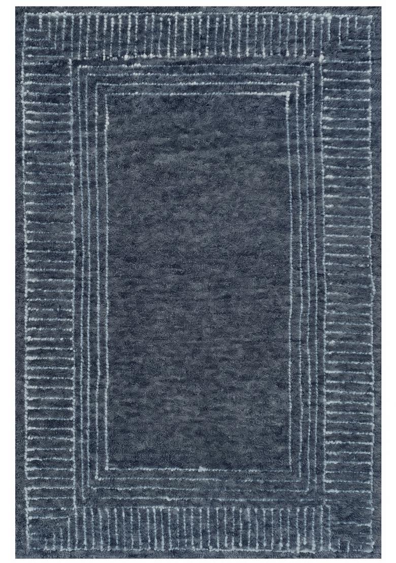 Saffron Rugs Hand Tufted Slate Blue Grey Geometric Bohemian Rectangular Wool Area Rug - Indya