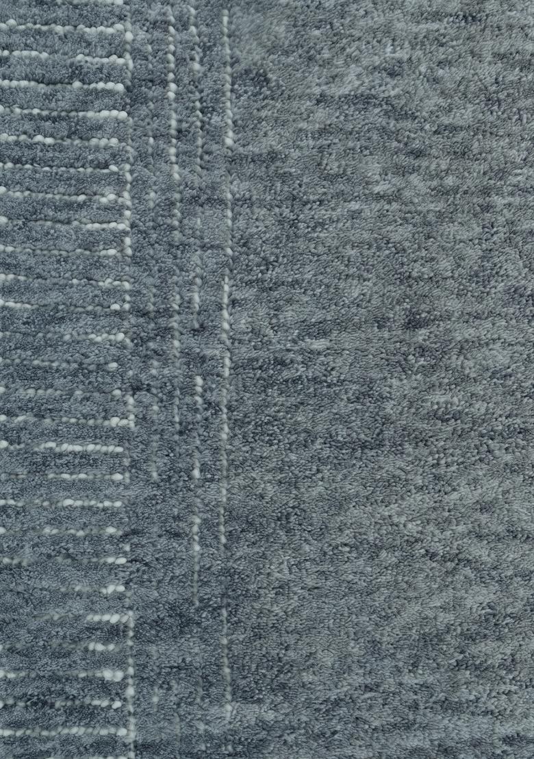 Saffron Rugs Hand Tufted Slate Blue Grey Geometric Bohemian Rectangular Wool Area Rug - Indya