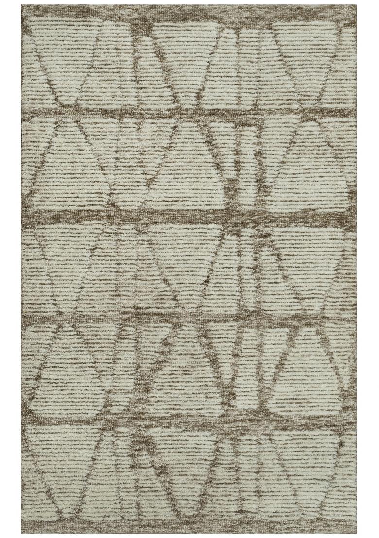 Saffron Rugs Hand Tufted Beige Geometric Bohemian Rectangular Wool Area Rug - Indya