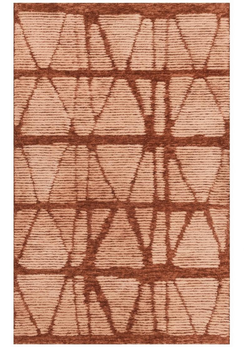 Saffron Rugs Hand Tufted Terracotta Geometric Bohemian Rectangular Wool Area Rug - Indya