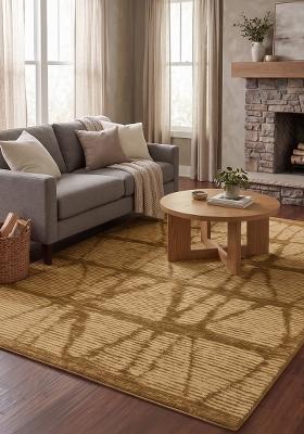 Saffron Rugs Hand Tufted Mustard Gold Geometric Bohemian Rectangular Wool Area Rug