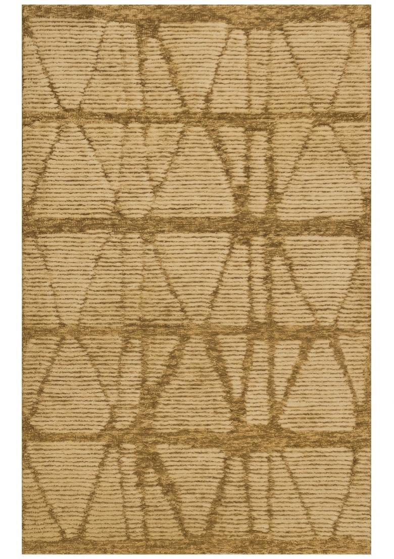 Saffron Rugs Hand Tufted Mustard Gold Geometric Bohemian Rectangular Wool Area Rug - Indya
