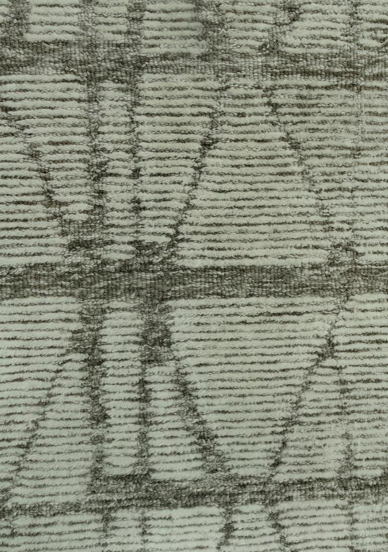 Saffron Rugs Hand Tufted Sage Green Geometric Bohemian Rectangular Wool Area Rug - Indya