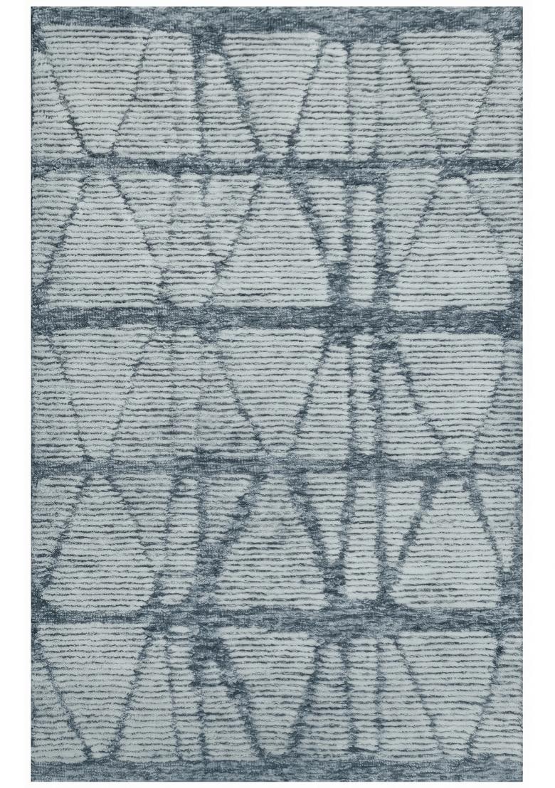 Saffron Rugs Hand Tufted Light Blue Grey Geometric Bohemian Rectangular Wool Area Rug - Indya