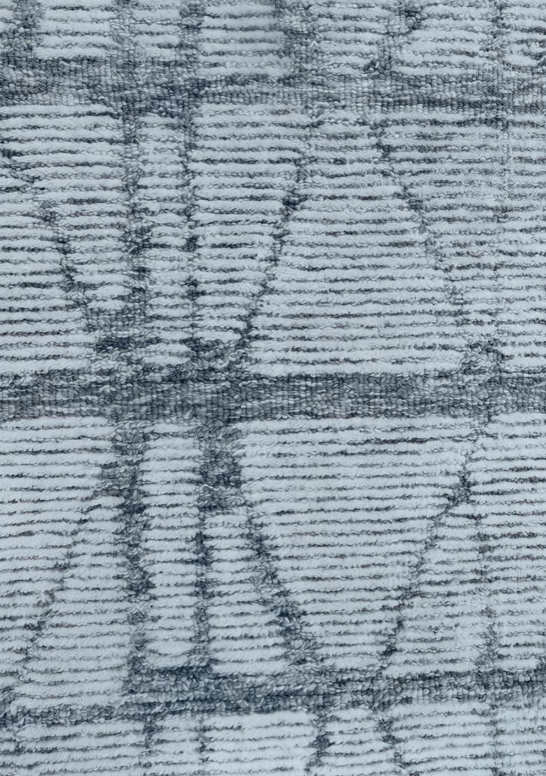 Saffron Rugs Hand Tufted Light Blue Grey Geometric Bohemian Rectangular Wool Area Rug - Indya