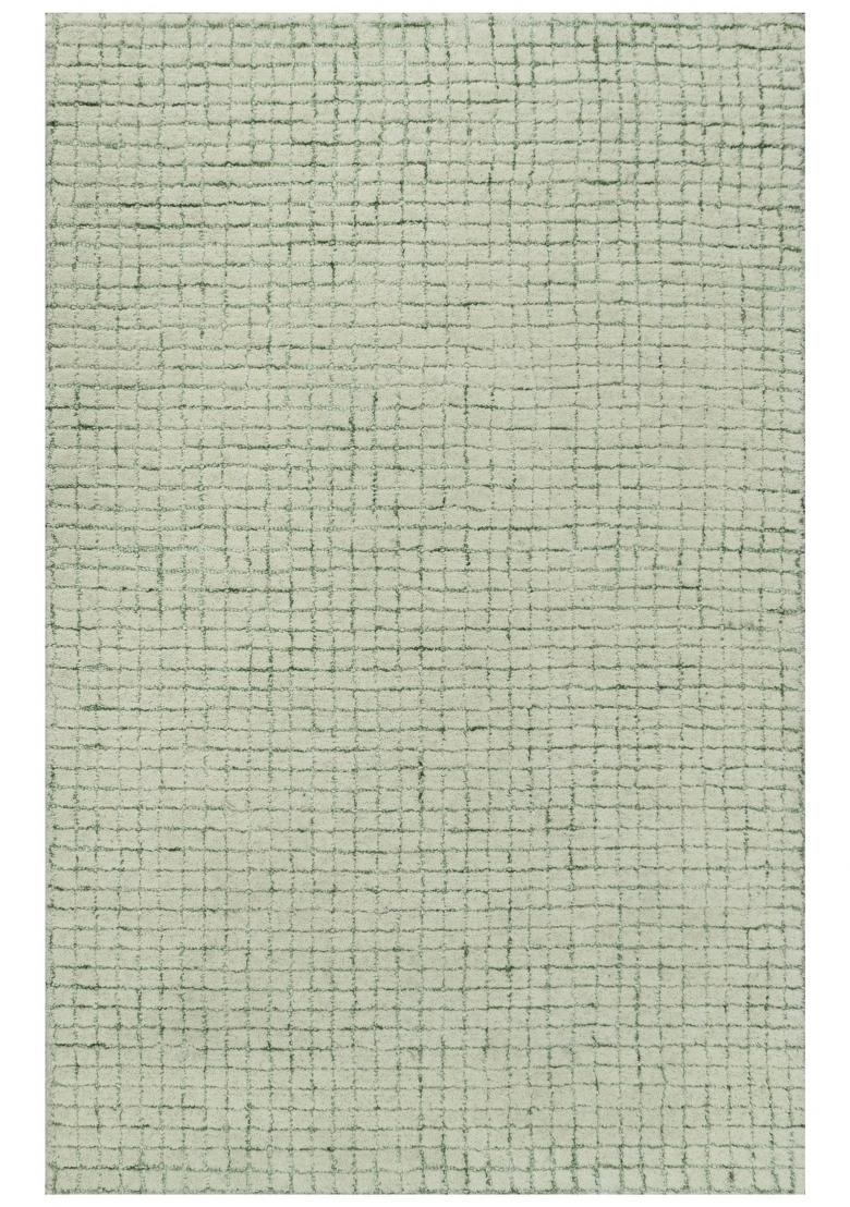 Saffron Rugs Hand Tufted Sage Green Trellis Contemporary Rectangular Wool Area Rug - Indya