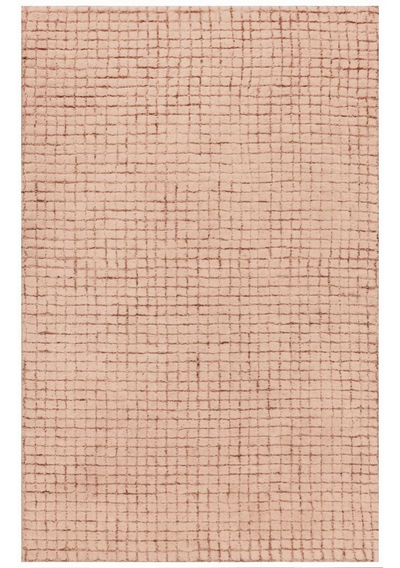 Saffron Rugs Hand Tufted Dusty Pink Trellis Contemporary Rectangular Wool Area Rug - Indya
