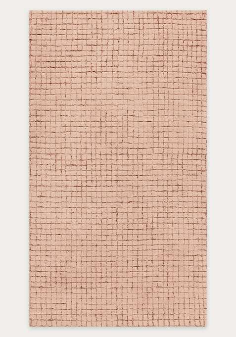 100% Wool Handmade Dusty Pink Rug | Contemporary Trellis Carpet With Cotton Backing For Living Room