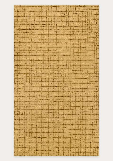 100% Wool Handmade Mustard Gold Rug | Contemporary Trellis Carpet With Cotton Backing For Living Room