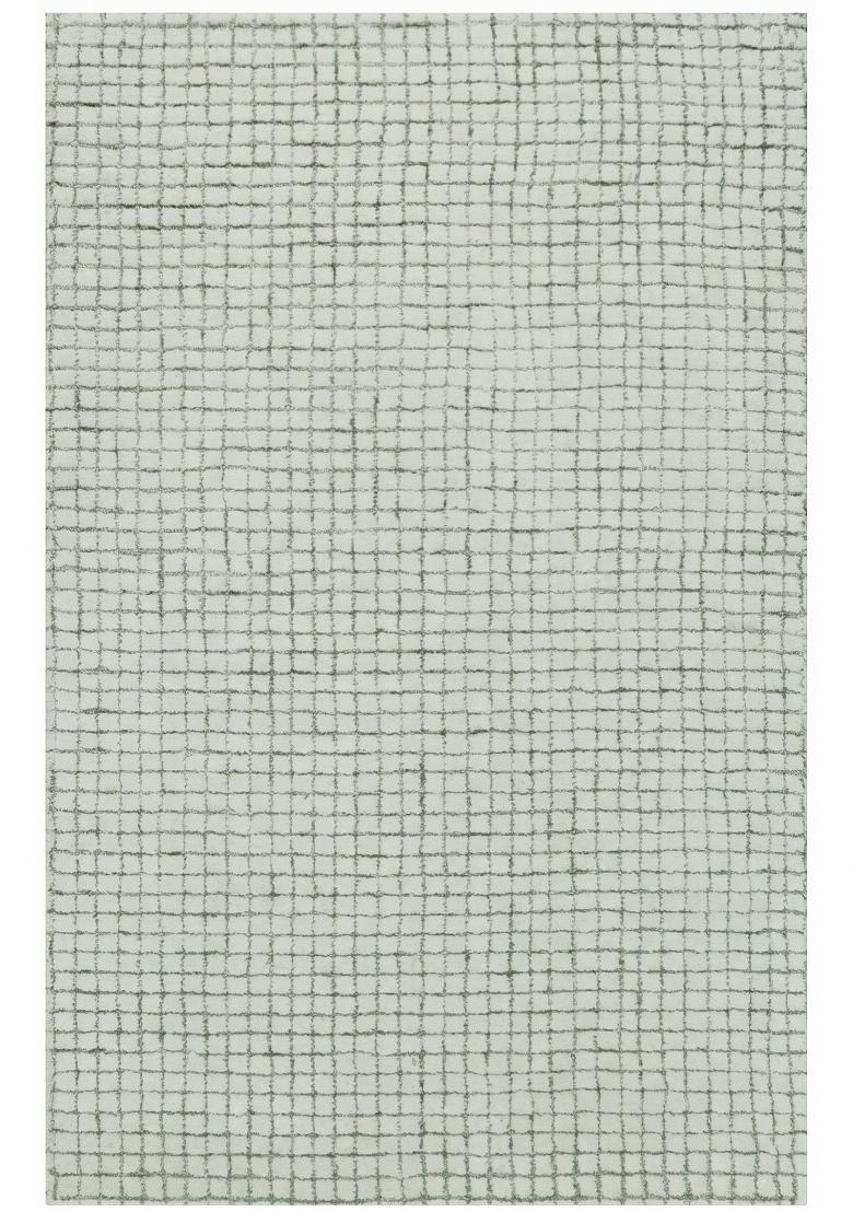 Saffron Rugs Hand Tufted Sage Green Trellis Contemporary Rectangular Wool Area Rug - Indya