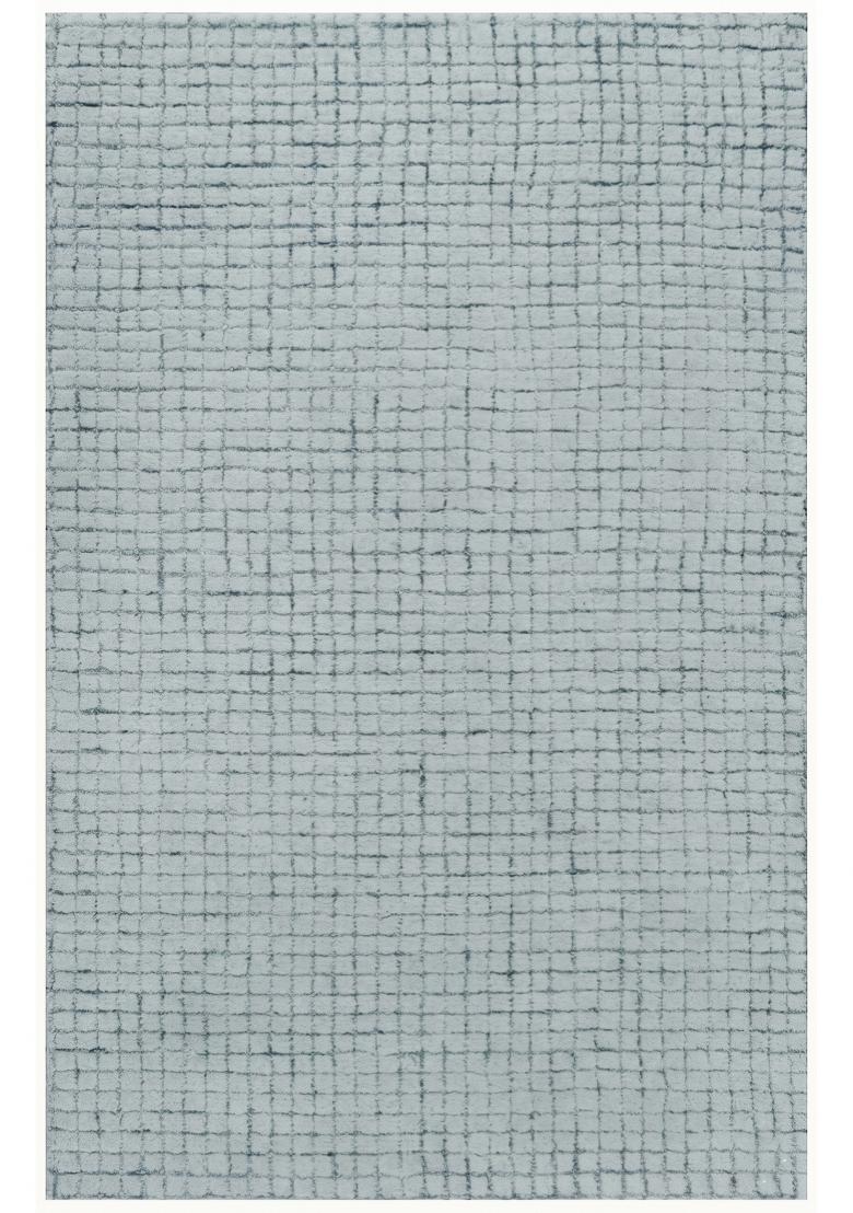 Saffron Rugs Hand Tufted Light Blue Grey Trellis Contemporary Rectangular Wool Area Rug - Indya