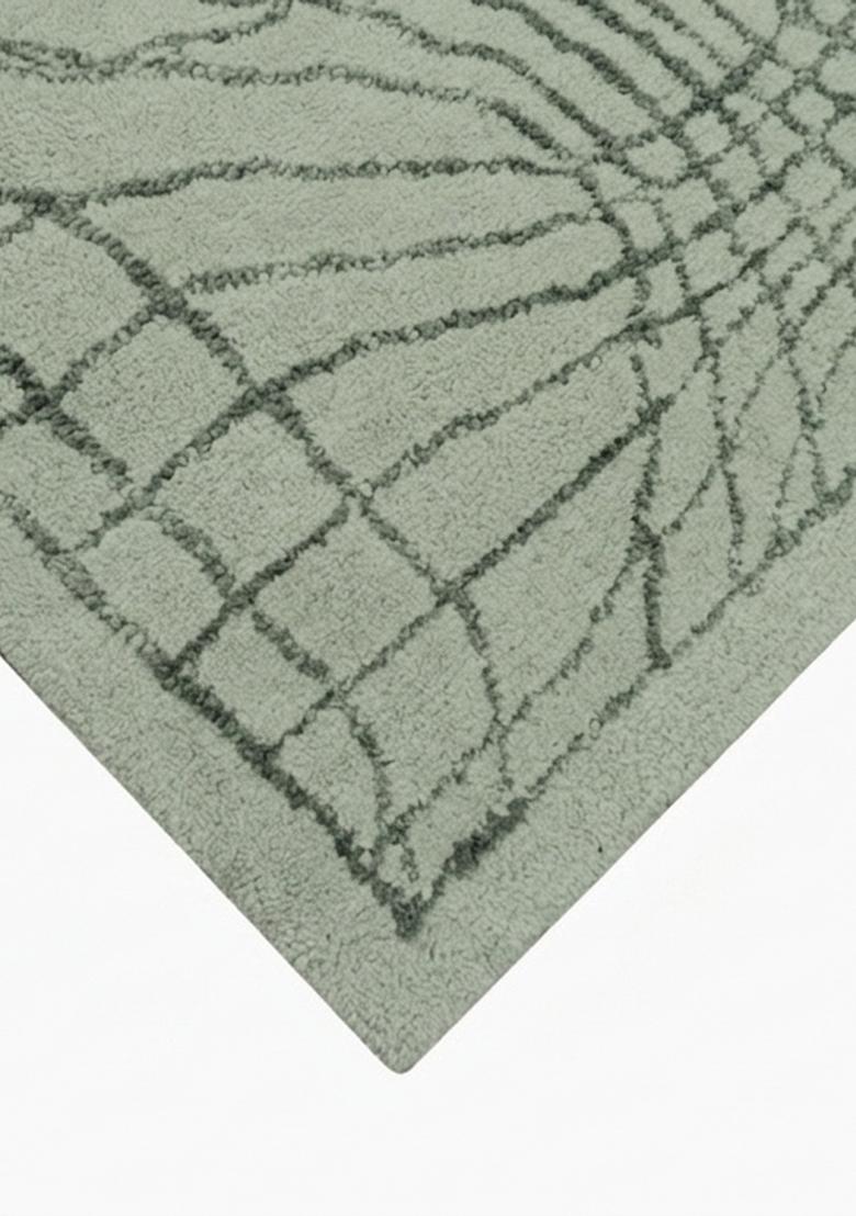 Saffron Rugs Hand Tufted Sage Green Trellis Moroccan Rectangular Wool Area Rug - Indya