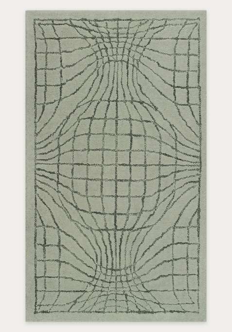 100% Wool Handmade Sage Green Rug | Moroccan Trellis Carpet With Cotton Backing For Living Room