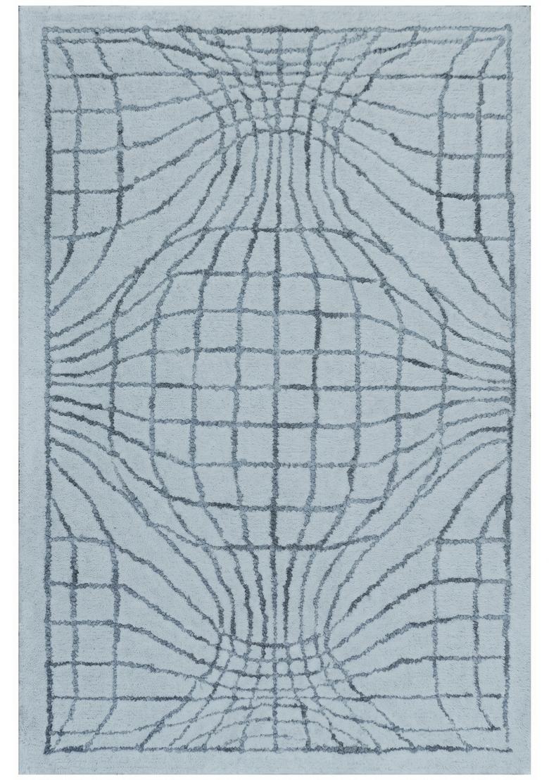 Saffron Rugs Hand Tufted Light Blue Grey Trellis Moroccan Rectangular Wool Area Rug - Indya