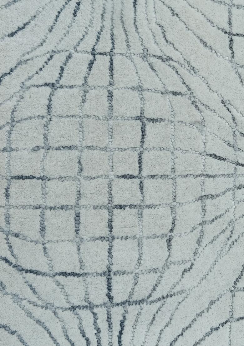 Saffron Rugs Hand Tufted Light Blue Grey Trellis Moroccan Rectangular Wool Area Rug - Indya