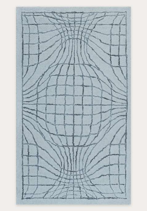 100% Wool Handmade Light Blue Grey Rug | Moroccan Trellis Carpet With Cotton Backing For Living Room