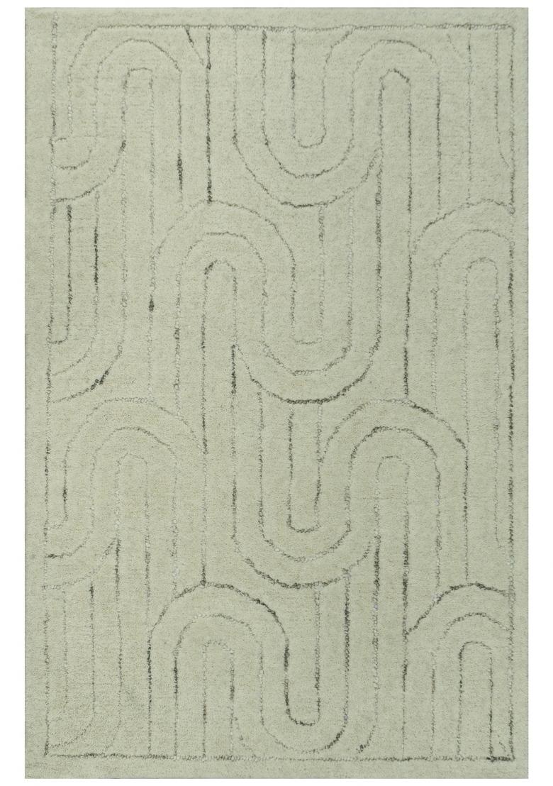 Saffron Rugs Hand Tufted Cream Geometric Contemporary Rectangular Wool Area Rug - Indya