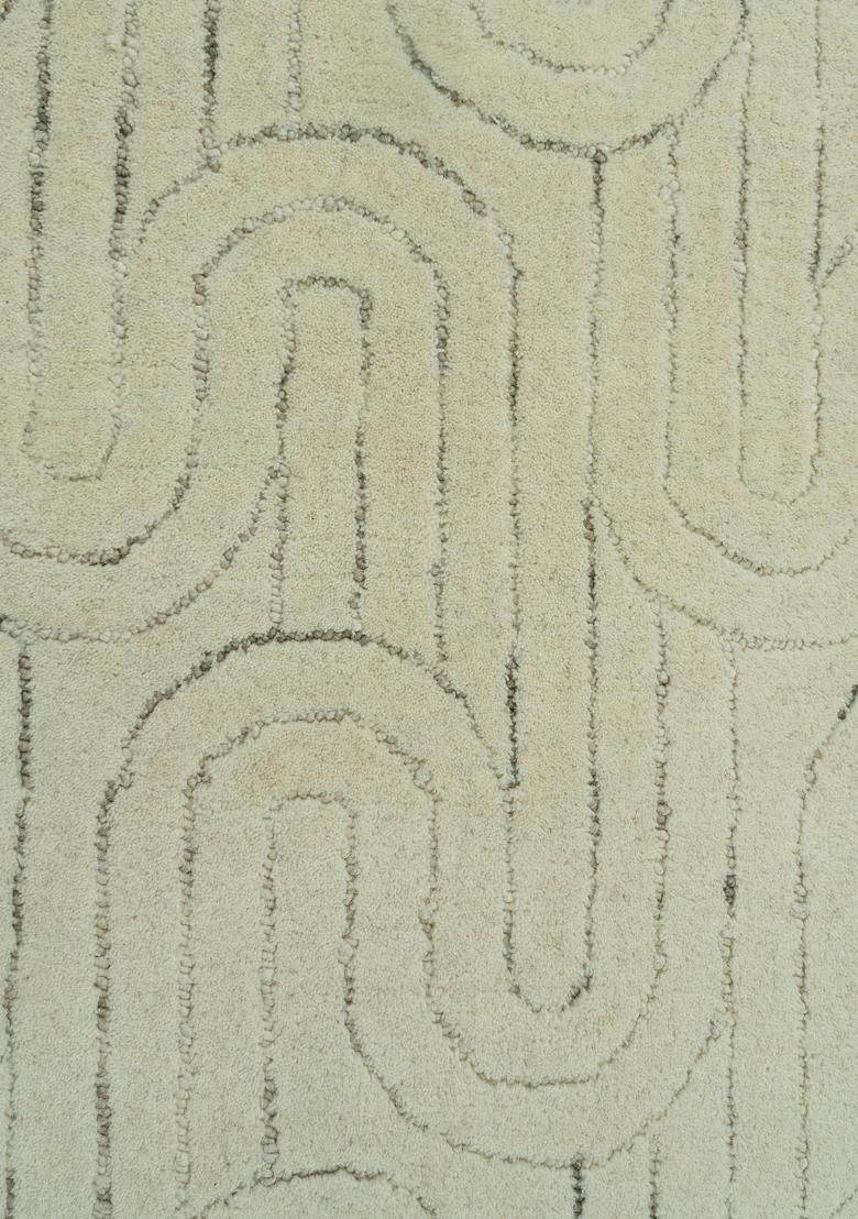 Saffron Rugs Hand Tufted Cream Geometric Contemporary Rectangular Wool Area Rug - Indya