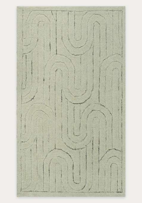 100% Wool Handmade Cream Rug | Contemporary Geometric Carpet With Cotton Backing For Living Room