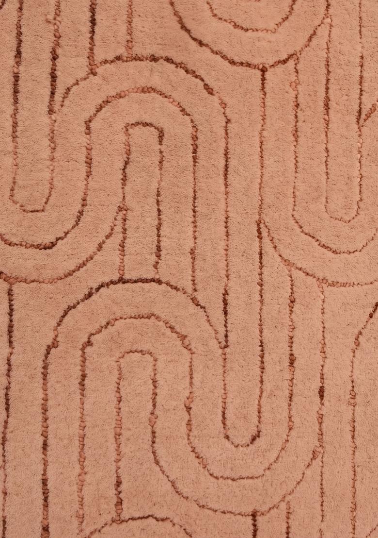 Saffron Rugs Hand Tufted Terracotta Pink Geometric Contemporary Rectangular Wool Area Rug - Indya