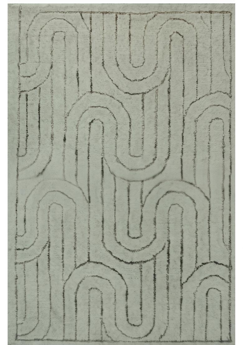 Saffron Rugs Hand Tufted Sage Green Geometric Contemporary Rectangular Wool Area Rug - Indya