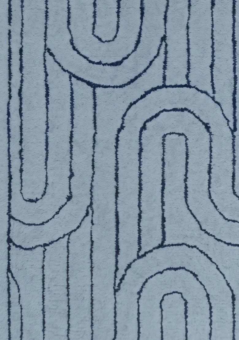 Saffron Rugs Hand Tufted Light Blue Geometric Contemporary Rectangular Wool Area Rug - Indya