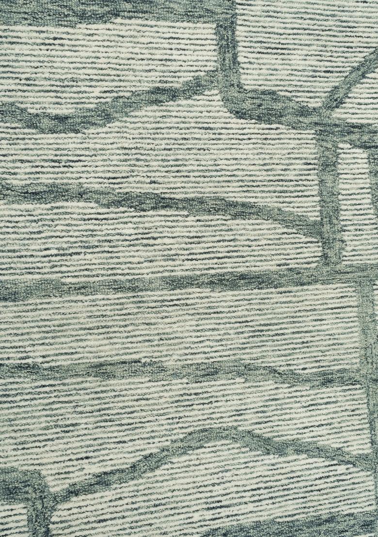Saffron Rugs Hand Tufted Sage Green Geometric Contemporary Rectangular Wool Area Rug - Indya