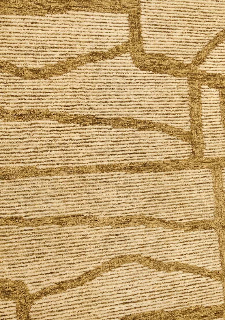 Saffron Rugs Hand Tufted Mustard Gold Geometric Contemporary Rectangular Wool Area Rug - Indya