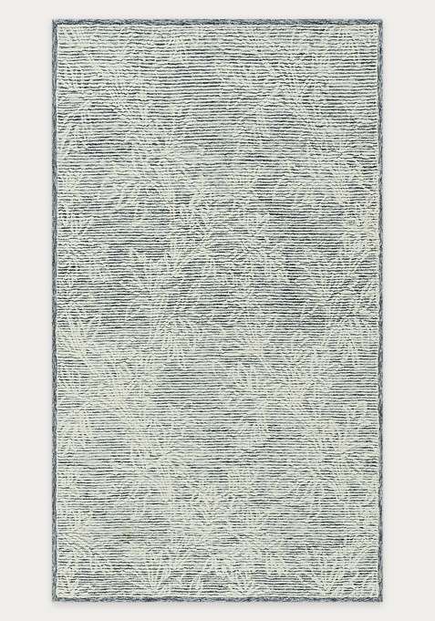 100% Wool Handmade Blue Grey Rug | Contemporary Floral Carpet With Cotton Backing For Living Room
