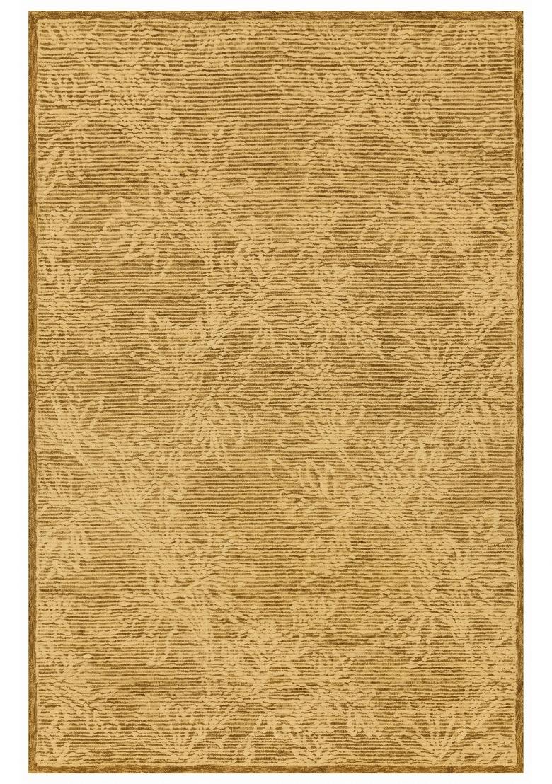 Saffron Rugs Hand Tufted Mustard Gold Floral Contemporary Rectangular Wool Area Rug - Indya