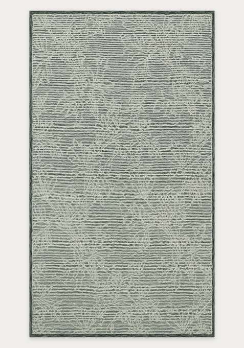 100% Wool Handmade Sage Green Rug | Contemporary Floral Carpet With Cotton Backing For Living Room
