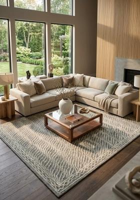 Saffron Rugs Hand Tufted Grey Geometric Contemporary Rectangular Wool Area Rug
