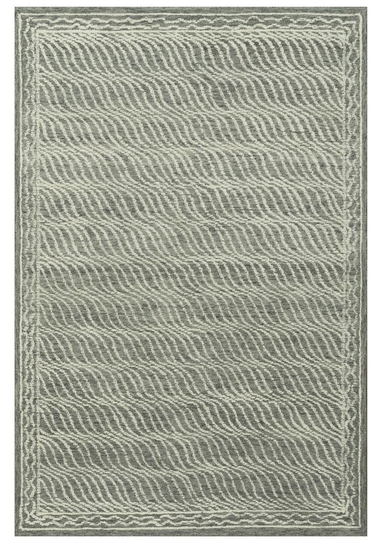 Saffron Rugs Hand Tufted Grey Geometric Contemporary Rectangular Wool Area Rug - Indya