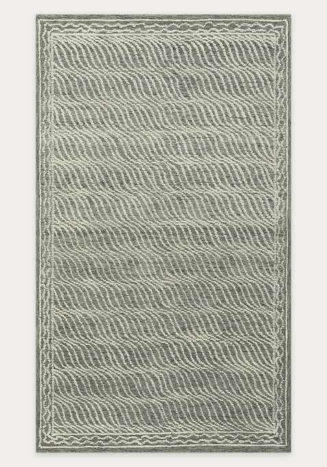 100% Wool Handmade Grey Rug | Contemporary Geometric Carpet With Cotton Backing For Living Room
